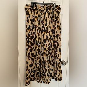Cheetah print chiffon palazzo pants